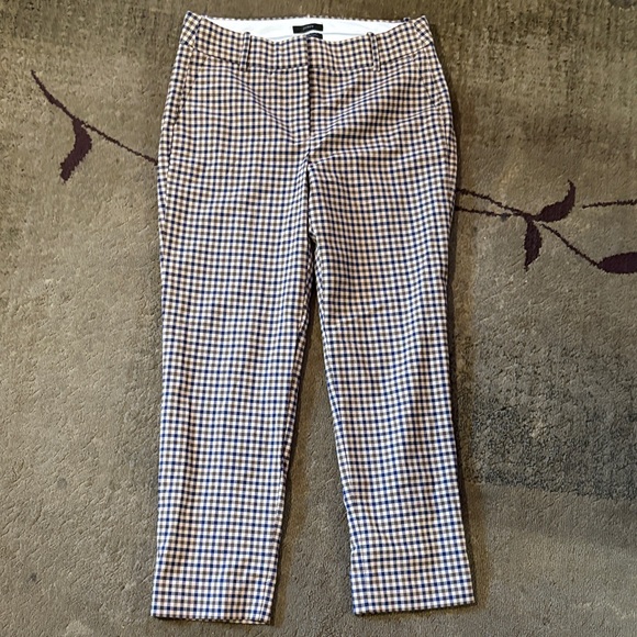 J. Crew Checkered Pants in Blue and Brown - Picture 1 of 6